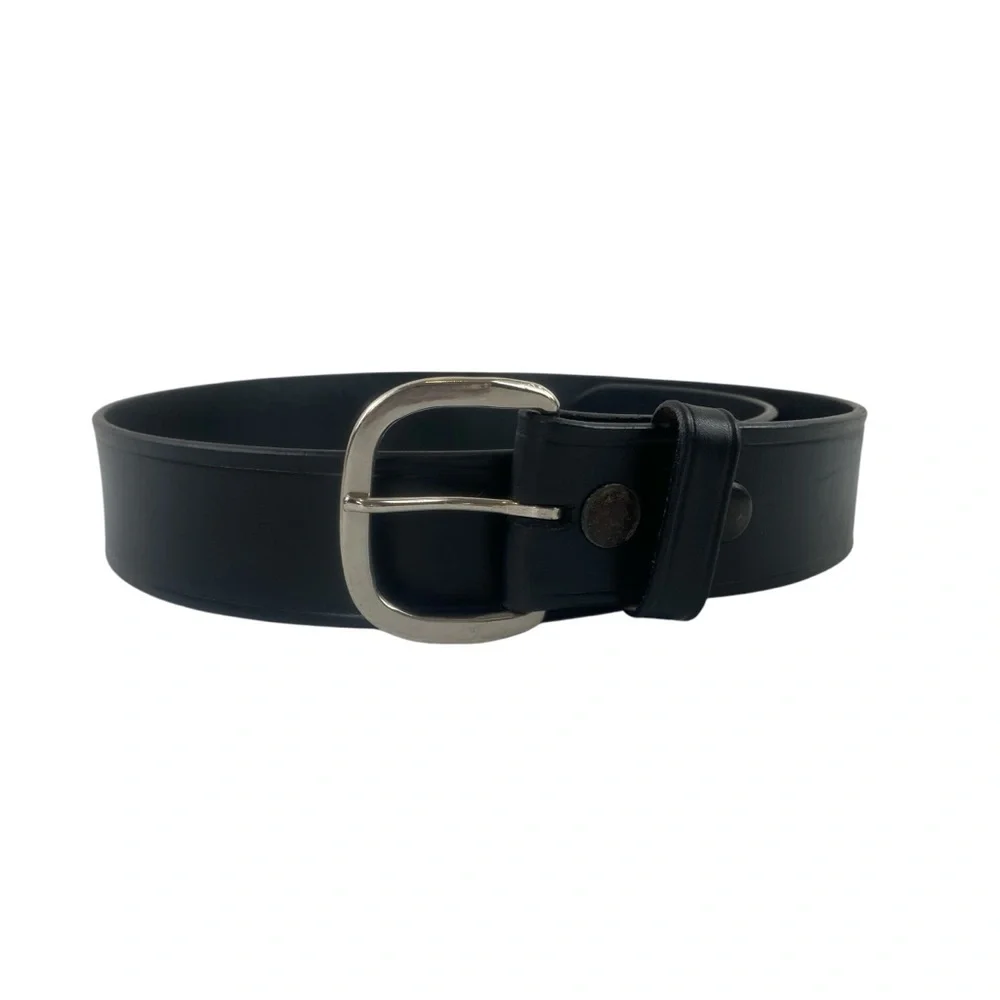 Cabela’s Men’s Black Leather Silver Buckle Classic‎ Quality Leather Belt Sz 34